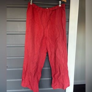 Eileen fisher coral reddish pink silk linen wide leg pants size small